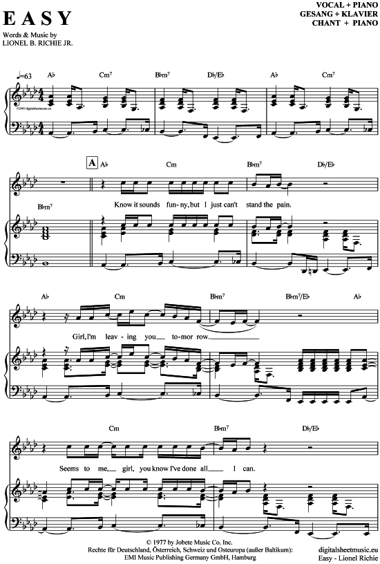 easy lionel richie piano sheet music pdf